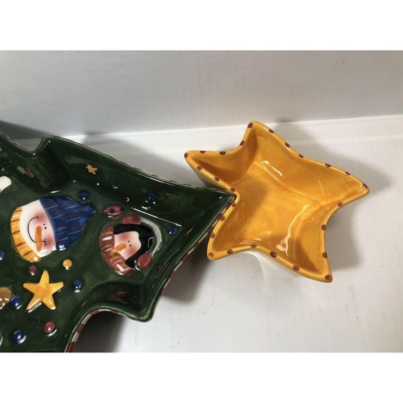 Santa’s Helper 2 pieces Chip And Dip Dish Christmas Tree Shape, EUC - Picture 6 of 7